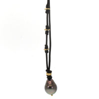 Tahitian Pearl drop necklace handcrafted by Rebecca Lankford designs in Houston, Texas. Each pearl is hand picked as every necklace is made to order. 
