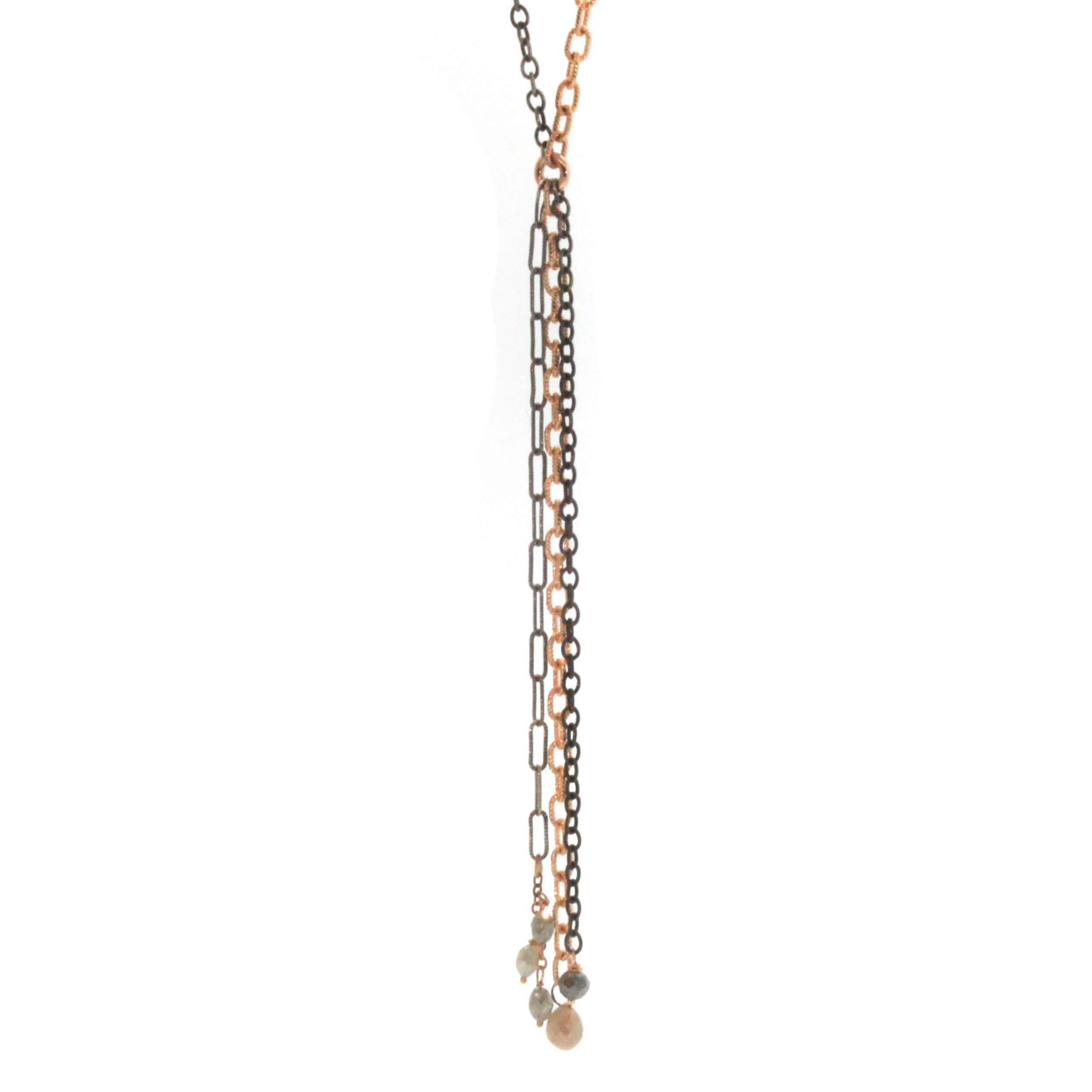 This Diamond & Sapphire Mixed Chain Necklace was expertly hand crafted at Rebecca Lankford Designs in Houston, Texas. 