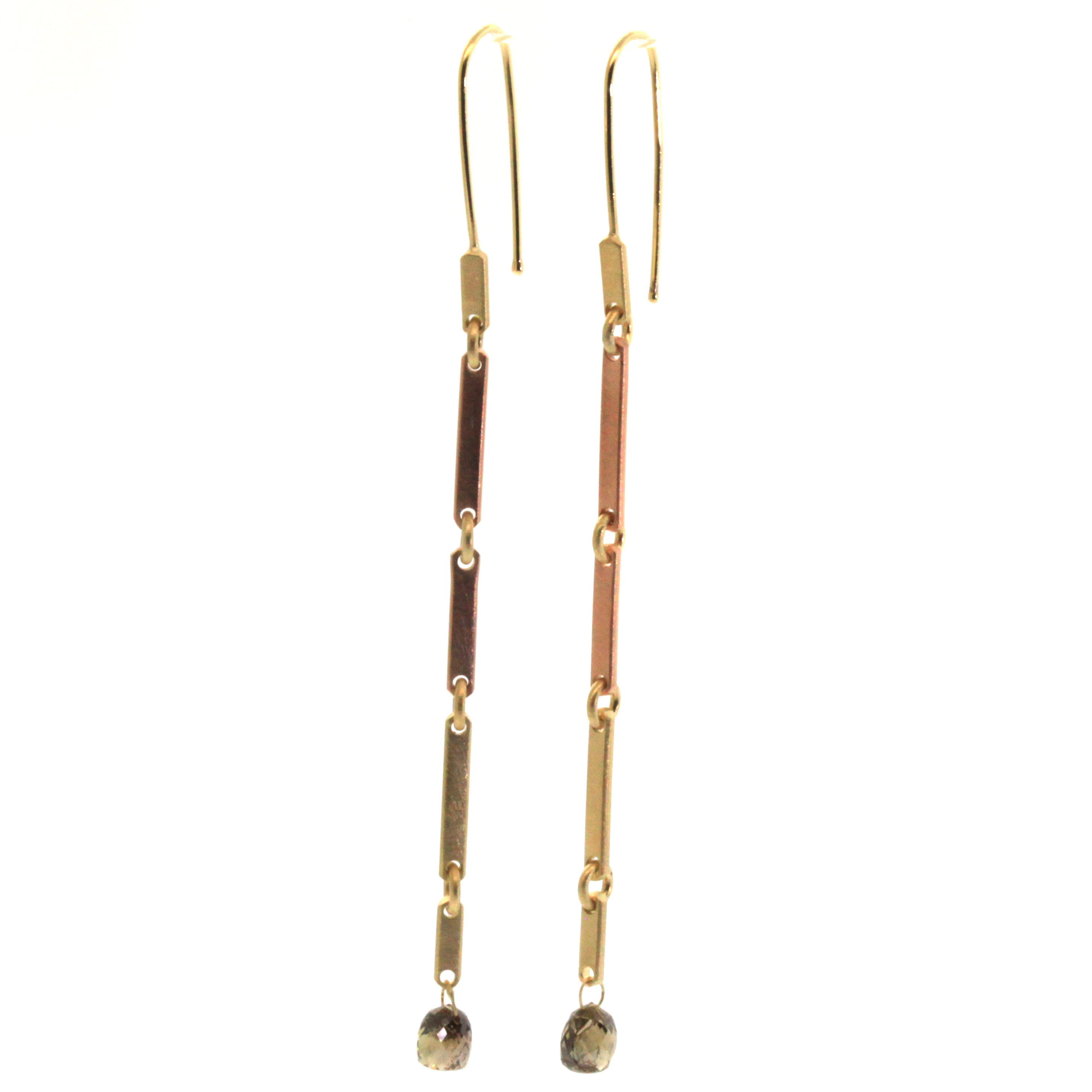 Mixed Metal Diamond Bar Earrings crafted by Rebecca Lankford at Studio 703 + RLD in Houston, Texas. Every pair is one of a kind made specially for you. 