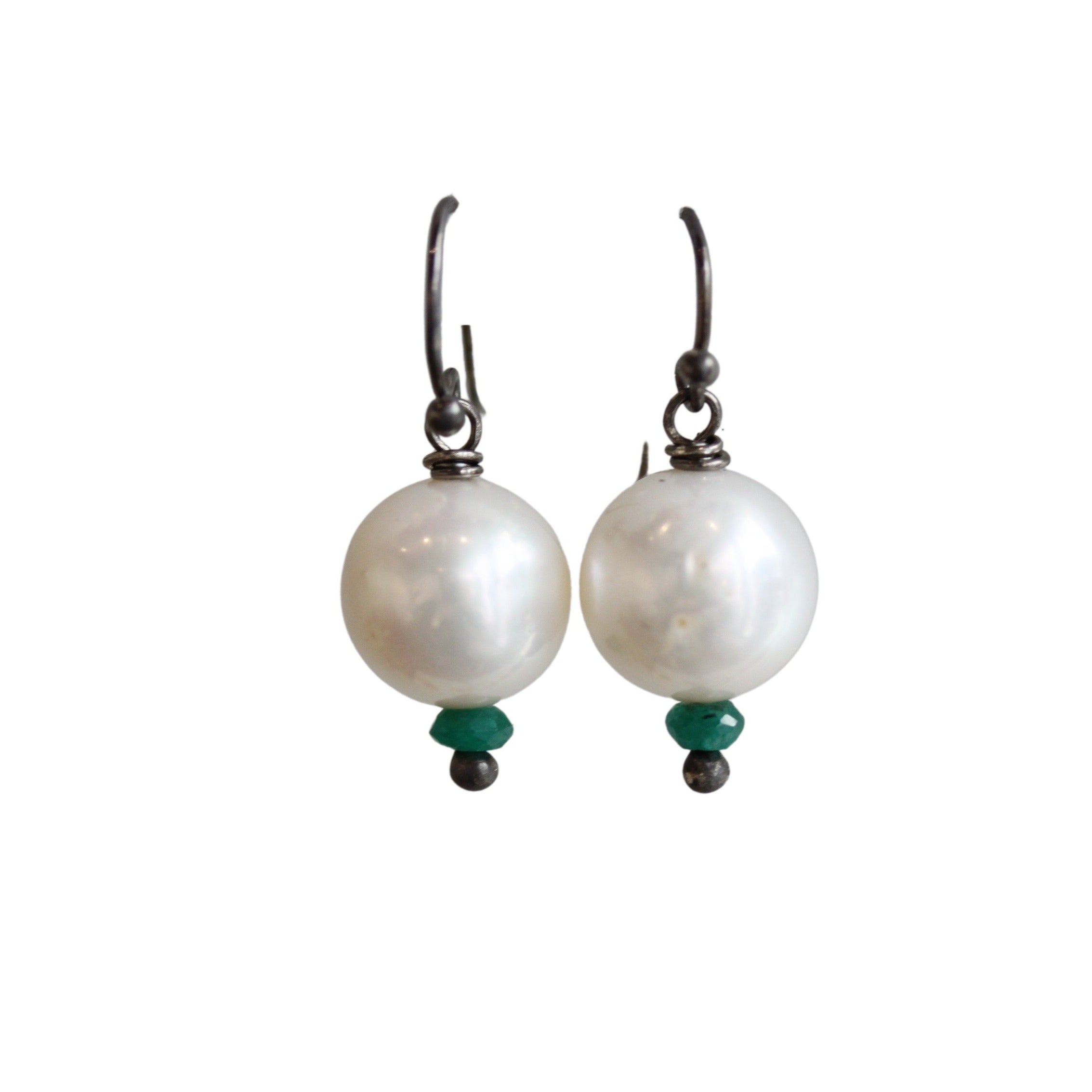Pearl & Emerald Dangle Earrings