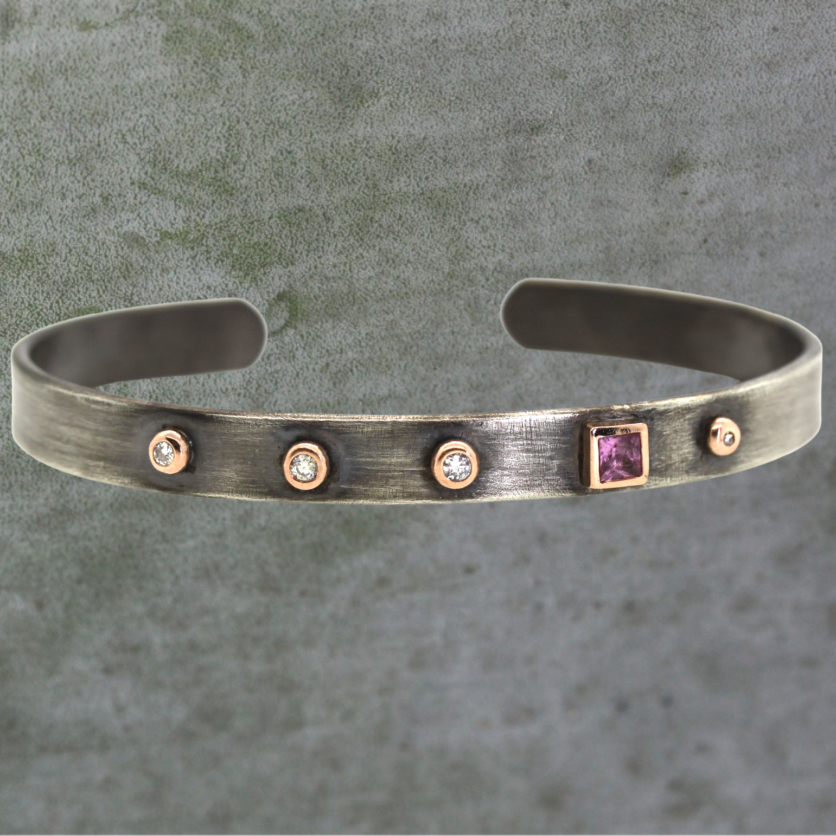 Pink Sapphire & Diamond Cuff Bracelet