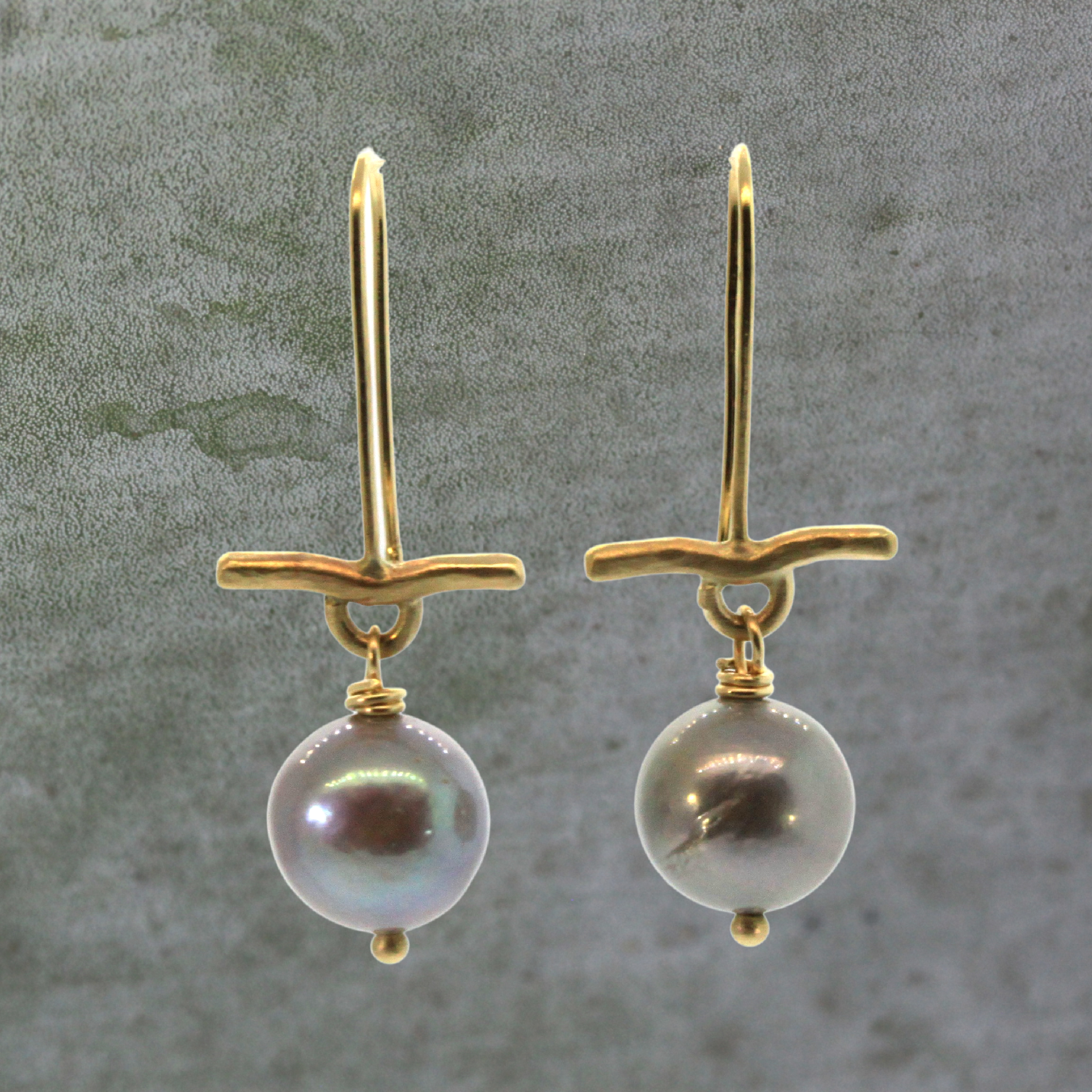 Pearl & Gold Bar Earrings