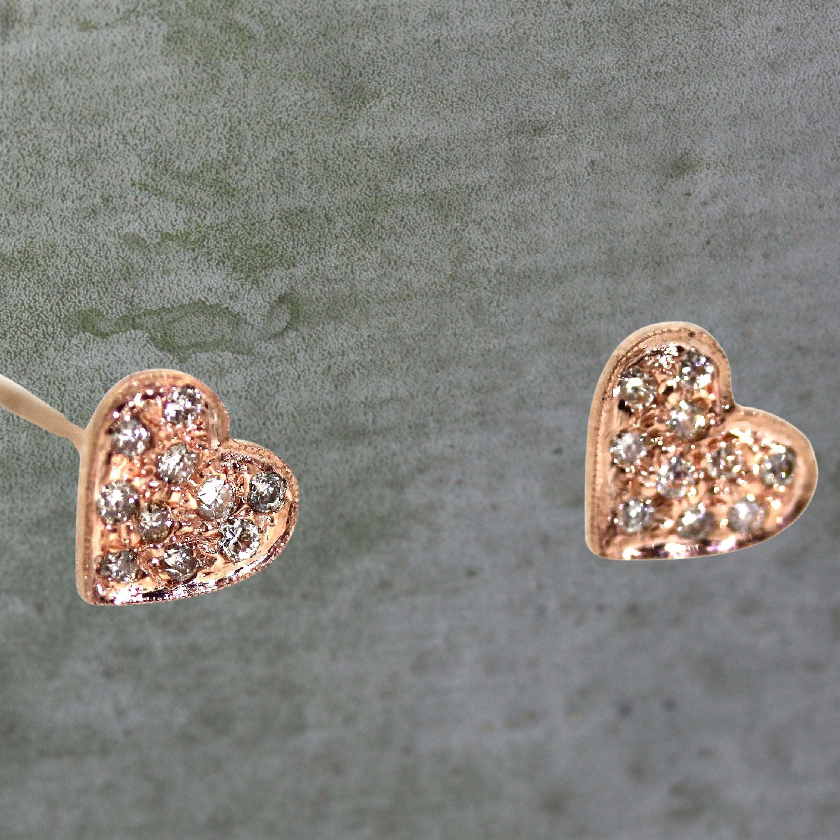 Diamond Heart Stud Earrings