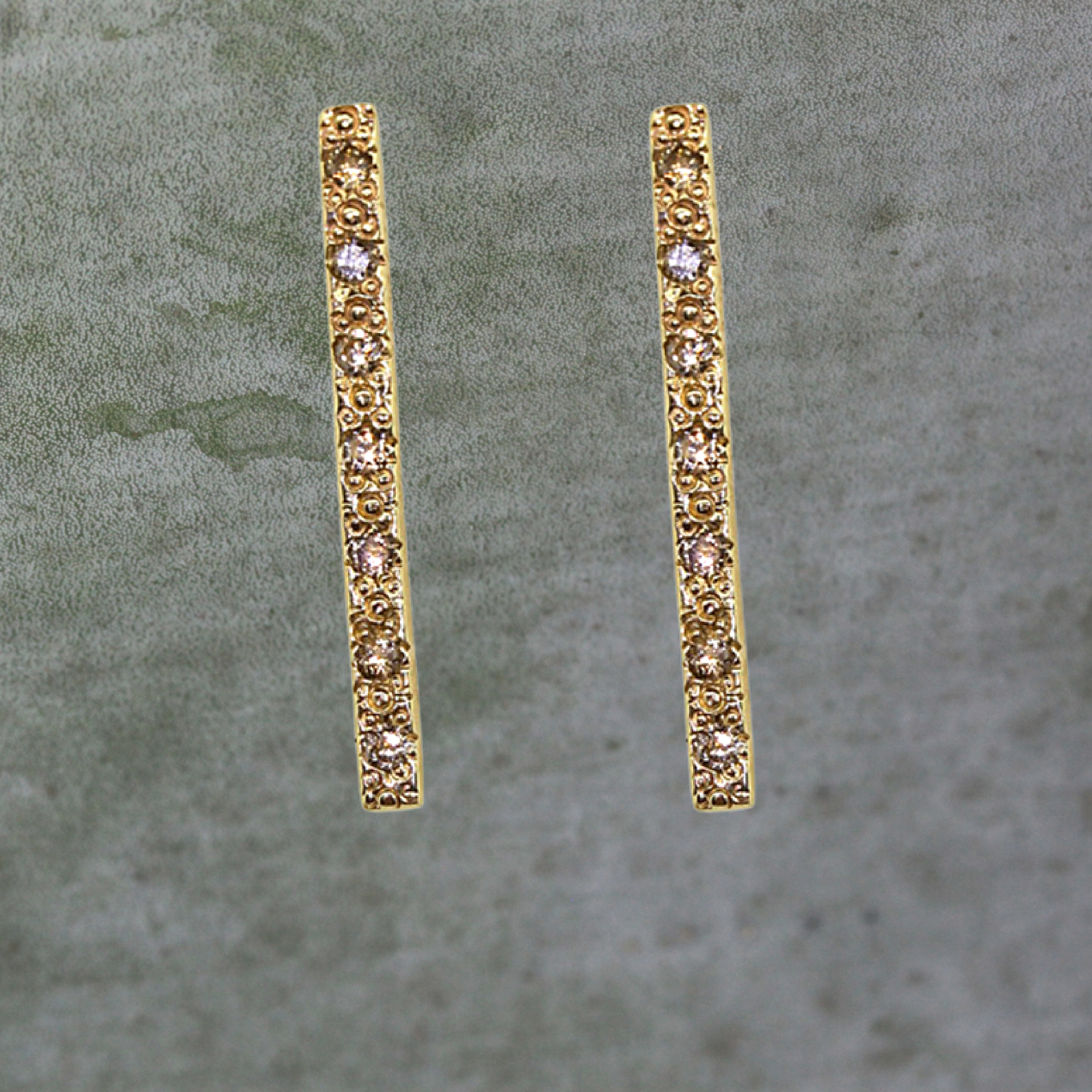 Pave Gold Bar Stud Earrings