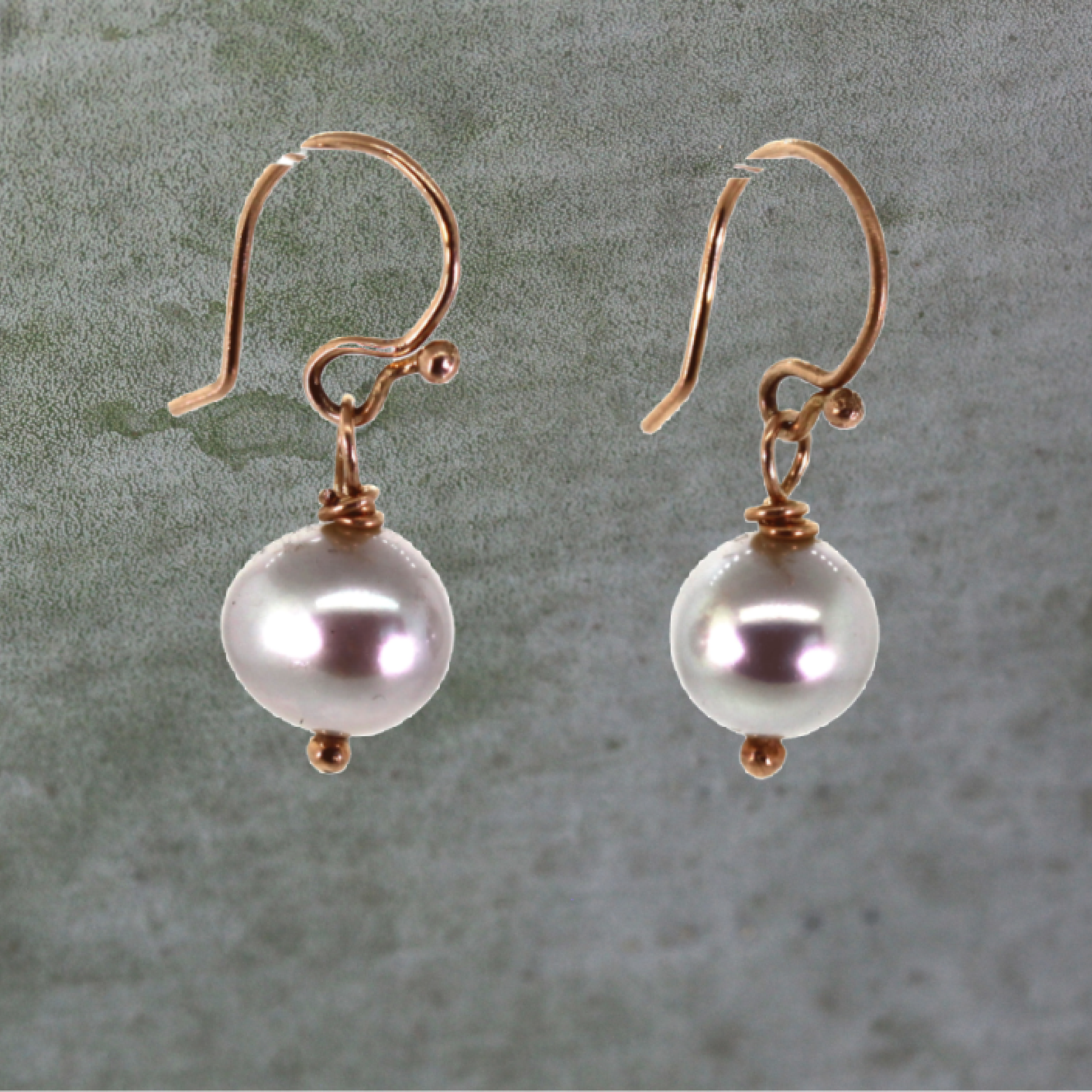Rose & Gray Pearl Dangle Earrings