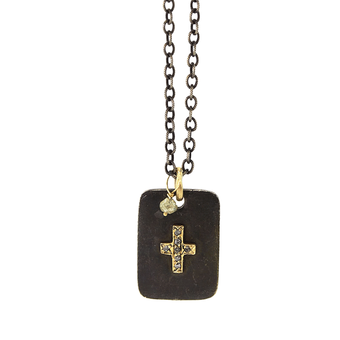 Diamond Cross Plate Necklace - Rebecca Lankford Designs - Houston, TX