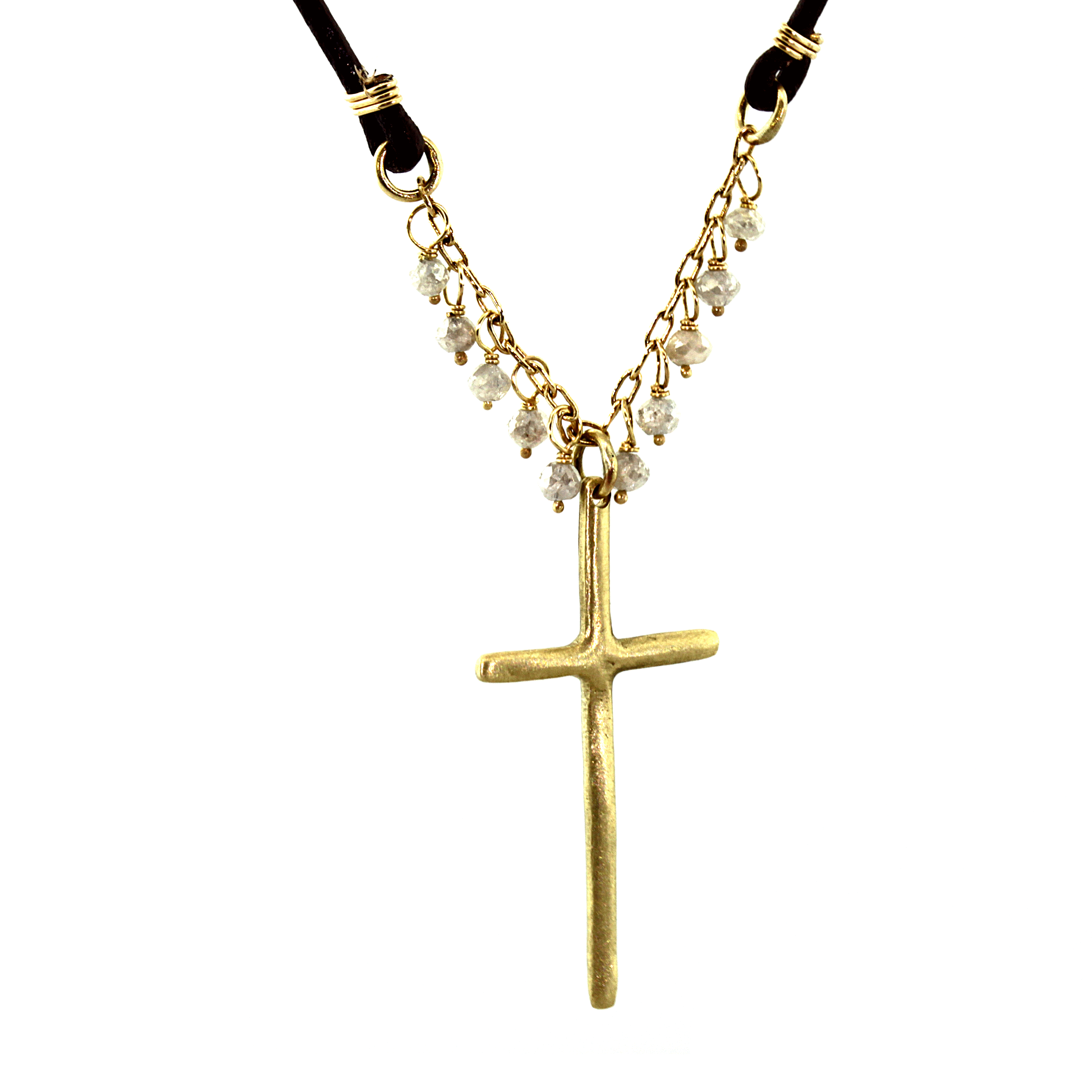 Bohemian Diamond and Gold Cross Necklace - Rebecca Lankford Bohemian Cross Necklace - Rebecca Lankford Designs