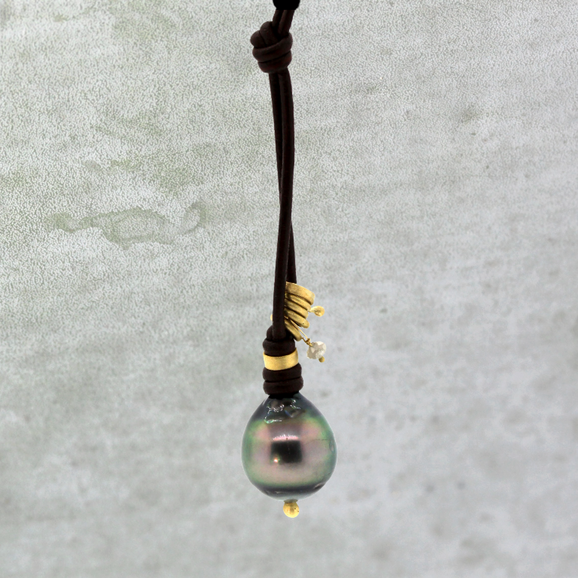 Charmed Tahitian Pearl Leather Necklace