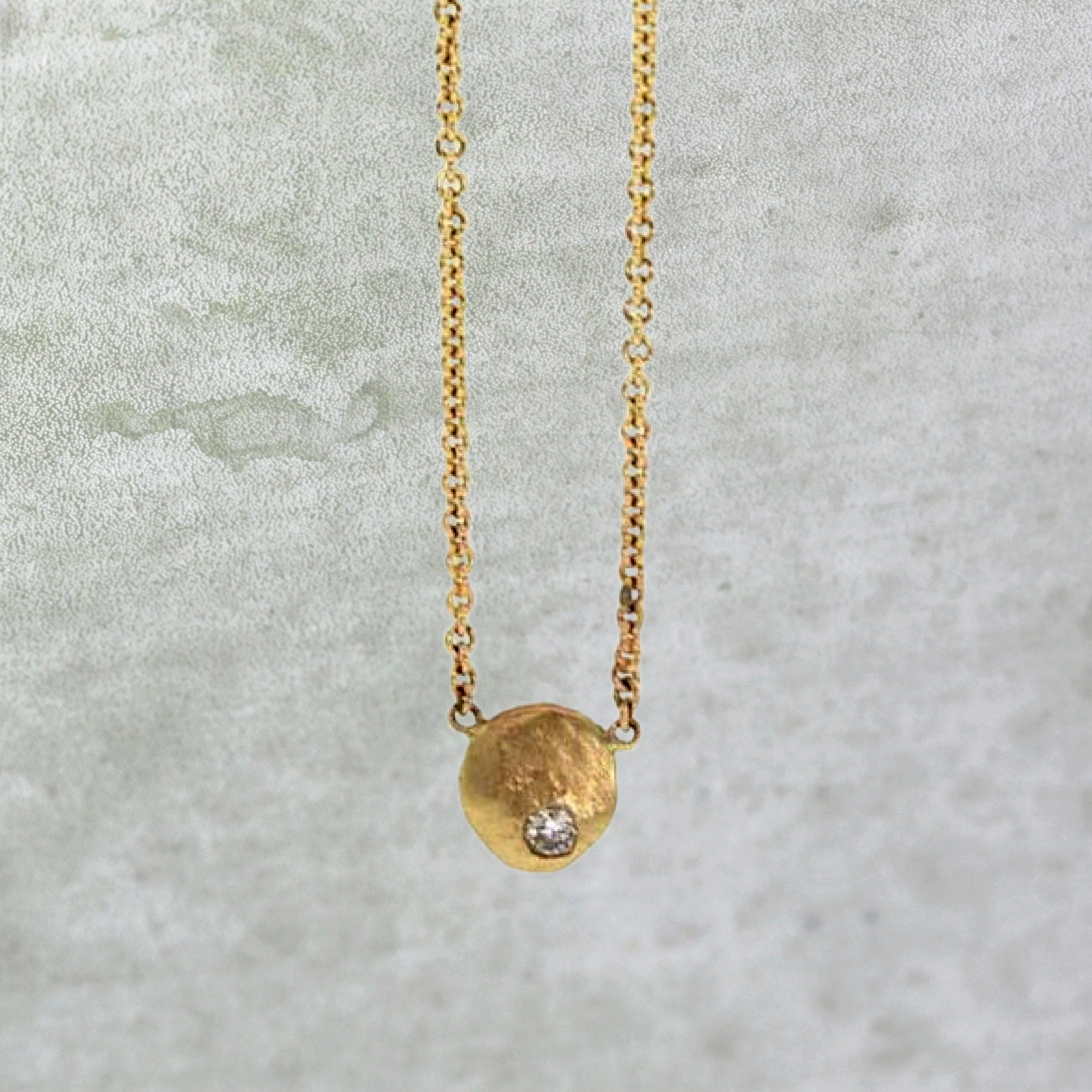 Gold Diamond Disc Necklace