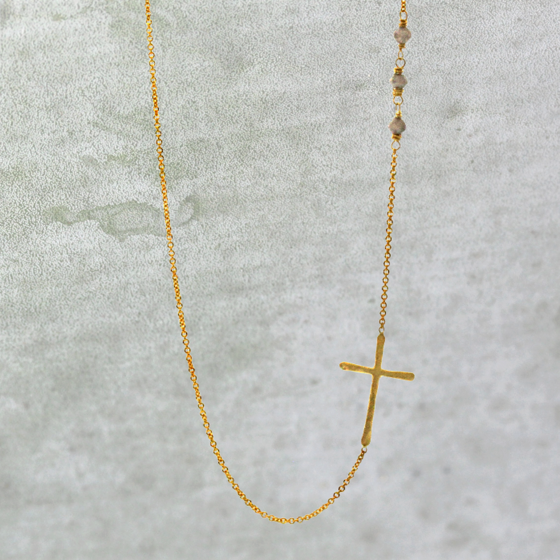 Raw Diamond Sideways Cross Necklace