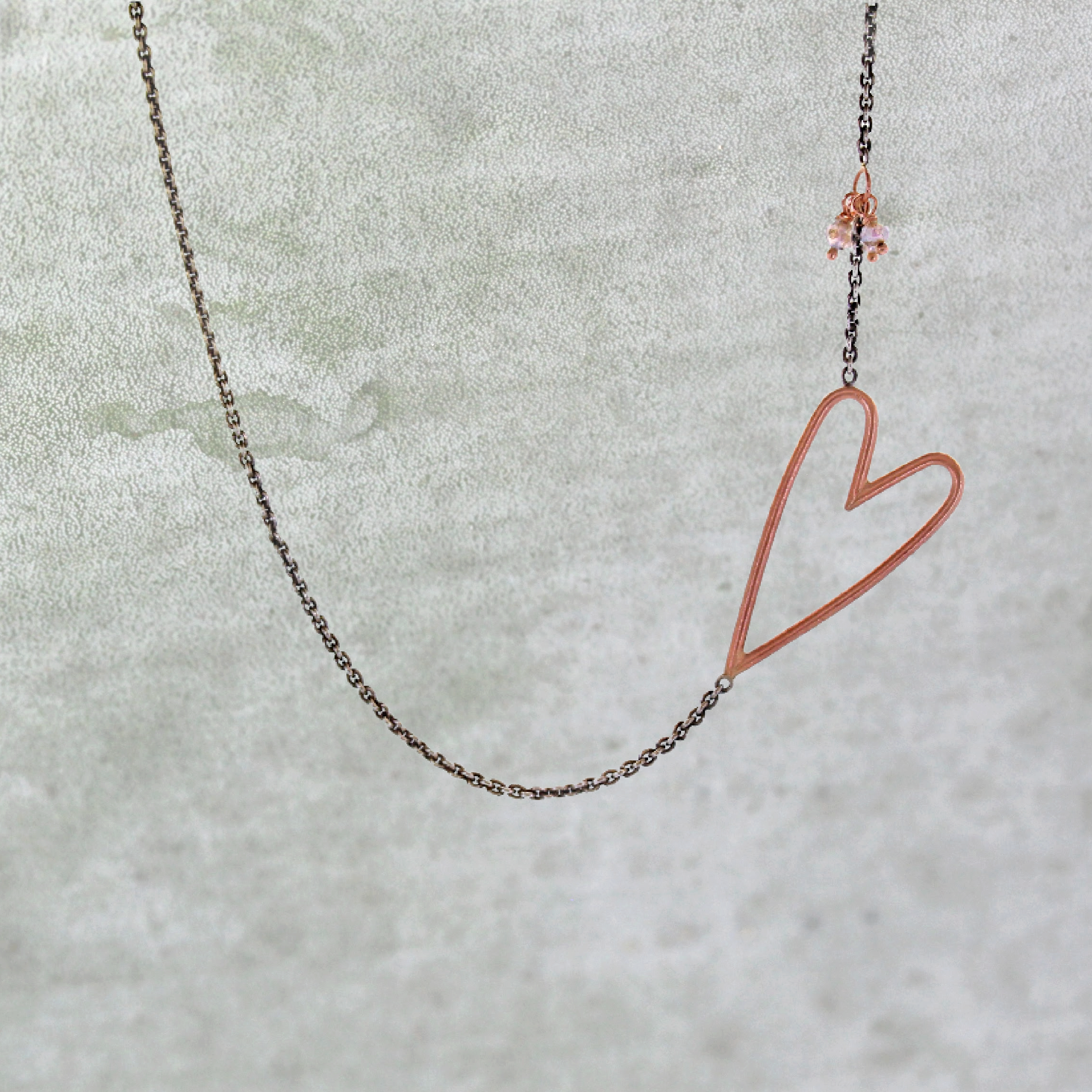 Sideways Heart & Labradorite Dangle Necklace