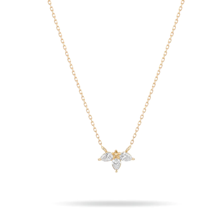 Diamond Half Flower Necklace