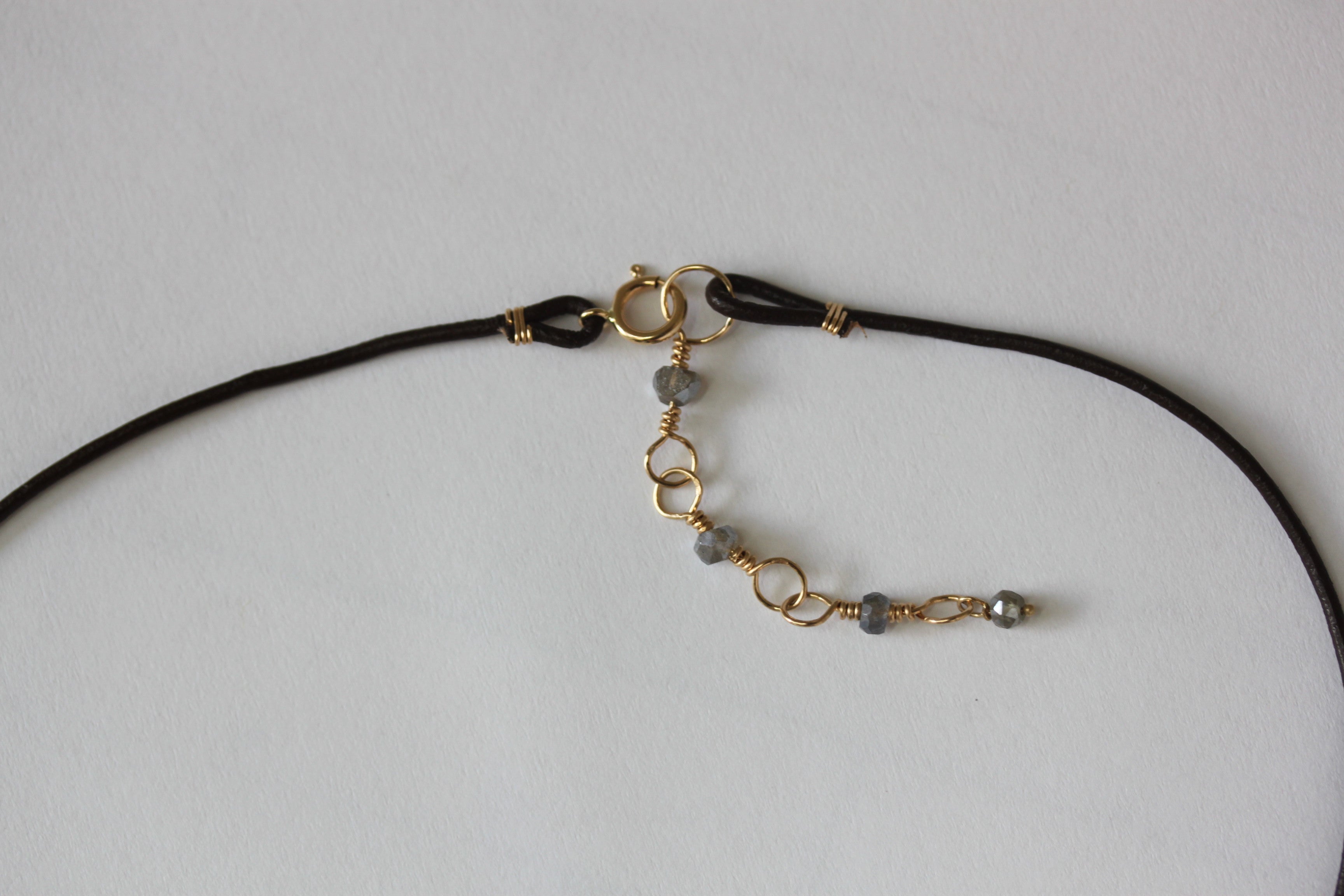 Pearl & Labradorite Leather Lariat Necklace