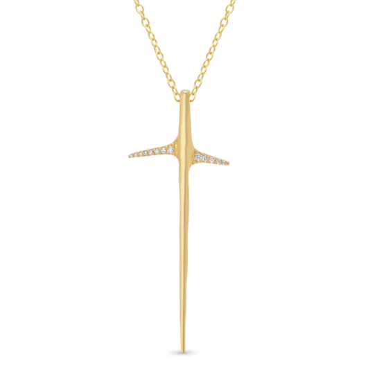 Gold & Diamond Vertical Thorn Necklace - Large