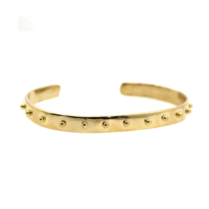 18 Karat Gold Studded Cuff Bracelet