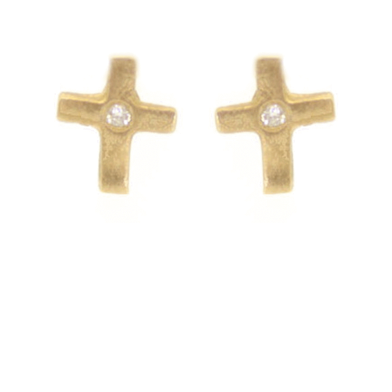 Diamond Cross Stud Earrings -Rebecca Lankford Designs - Houston, TX