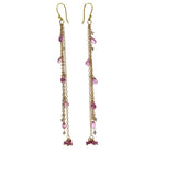 Pink Sapphire & Raw Diamond Waterfall Earrings