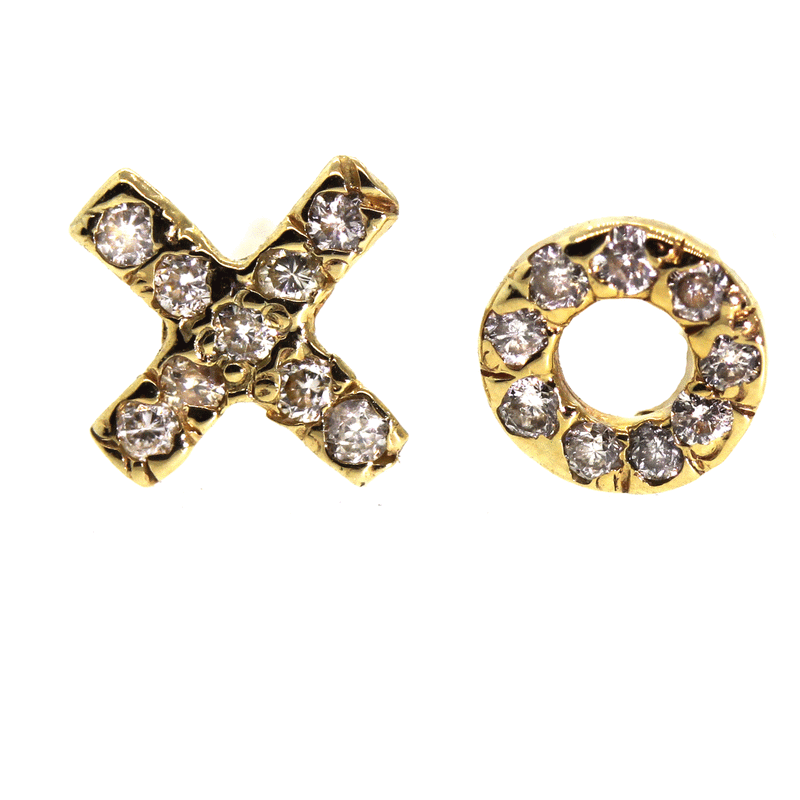 "XO" Yellow Gold Stud Earrings - Rebecca Lankford Designs 