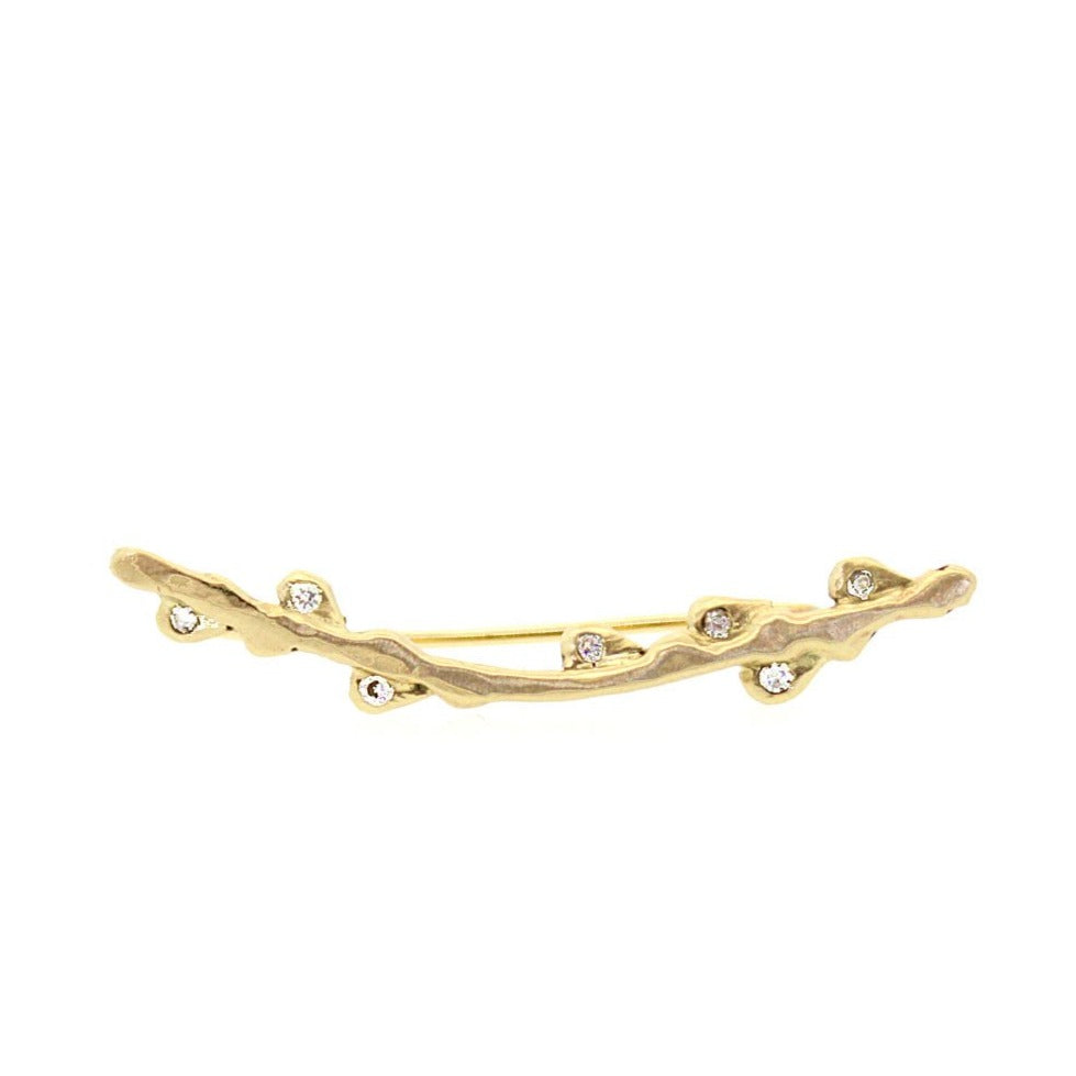 Diamond Branch Pin Earrings - Gold Ear Pin - Rebecca Lankford Designs