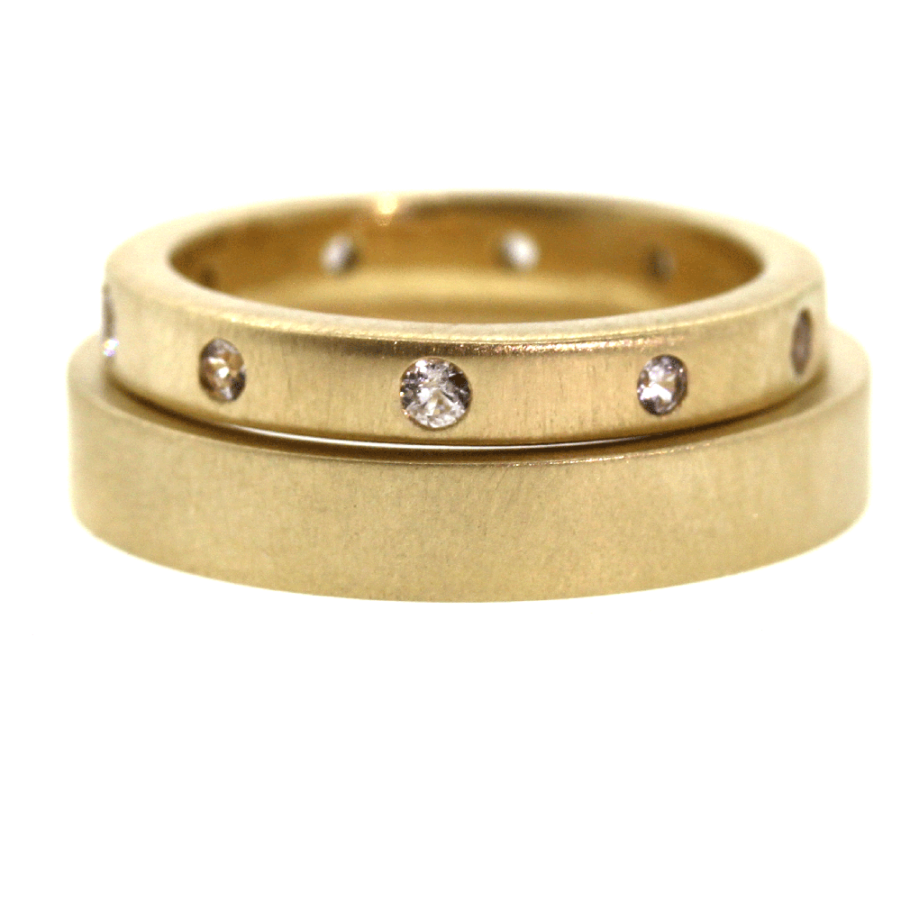 gold wedding bands, wedding bands, matching wedding rings, rebecca lankford designs