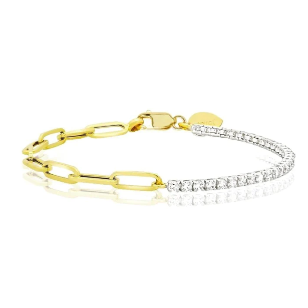 Half Diamond Tennis & Link Bracelet