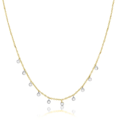 Gold Bezeled Diamond Dangle Necklace