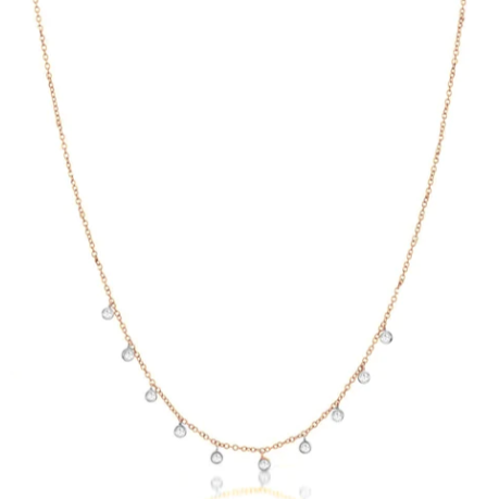 Gold Bezeled Diamond Dangle Necklace