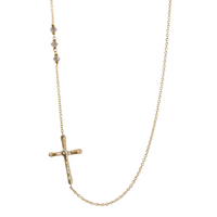 Yellow Gold & Raw Diamond Cross Necklace