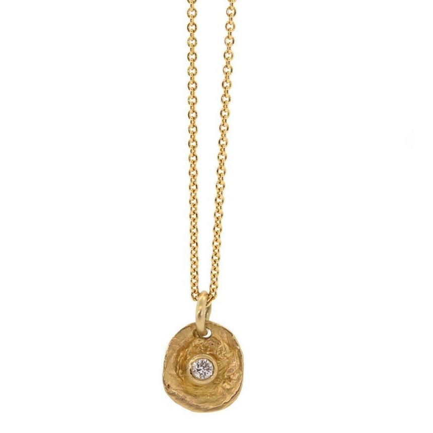 Diamond Oyster Necklace - Diamond and Gold Necklace - Rebecca Lankford Designs