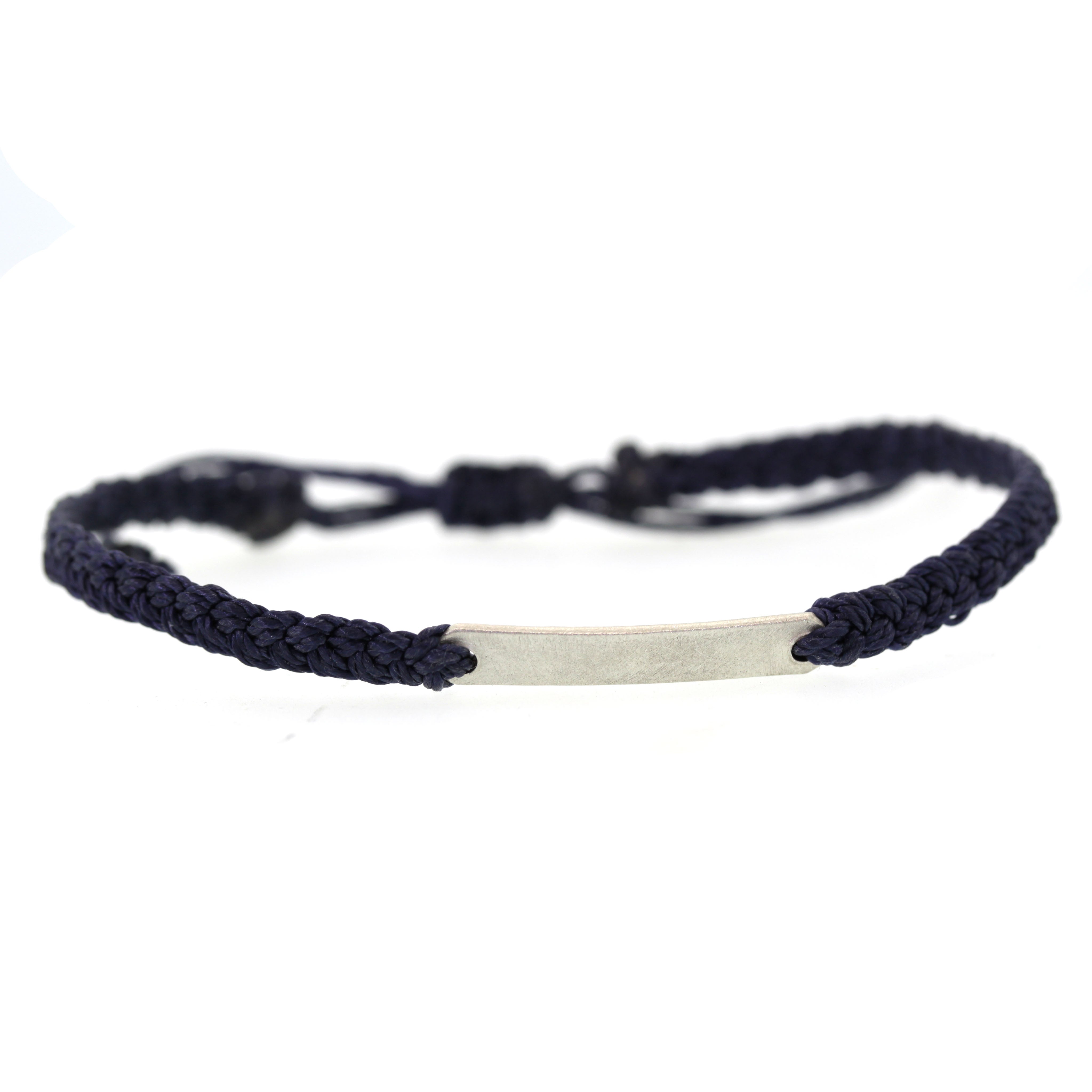 Men's Silver Bar Macrame Bracelet - Rebecca Lankford Designs